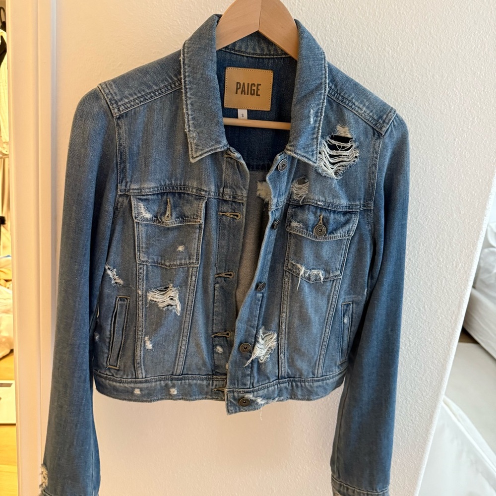 PAIGE Blue Distressed Jean Jacket